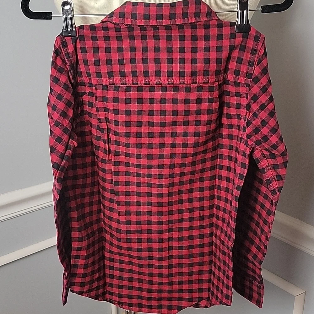 THE CHILDREN'S PLACE **3 for $20 item** Red Black Buffalo‎ Plaid Button Down 7/8